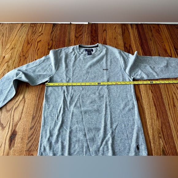 Polo Ralph Lauren Logo Thermal Waffle Knit Long Sleeve Shirt - Large - Gray - Picture 5 of 9